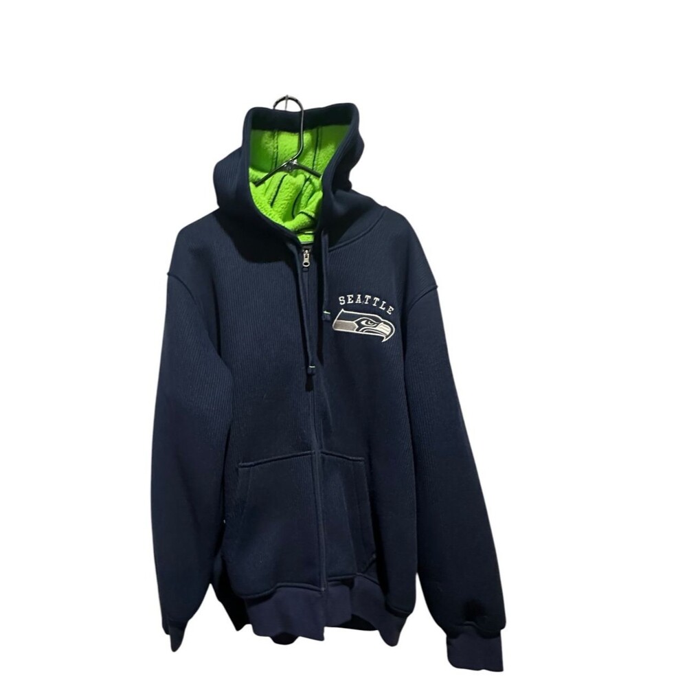 GIII Seattle Seahawks Full Zip Sherpa Lined Hooded Jacket XXL Blue Green Logo